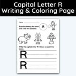 Capital Letter R - Writing Practice + Coloring Page