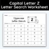Capital Letter Z - Single Letter Search Worksheet