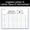 Capital Letter K - Single Letter Search Worksheet