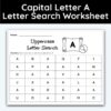 Capital Letter A - Single Letter Search Worksheet
