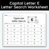 Capital Letter E - Single Letter Search Worksheet