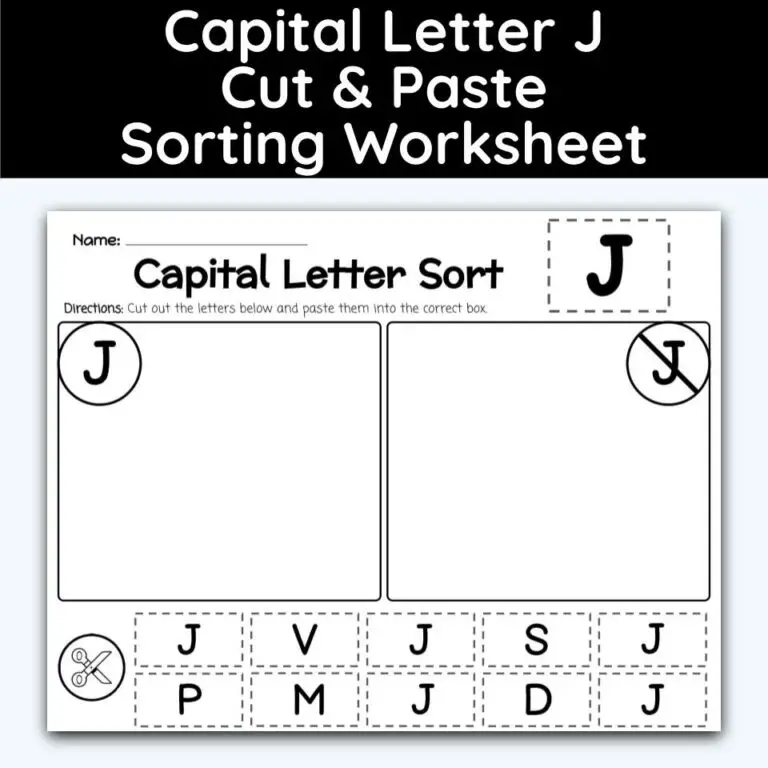 Letter J Cut and Paste Worksheets for Preschool [Printable]