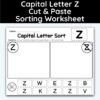 Capital Letter Z - Cut, Paste, & Sort The Letters Worksheet