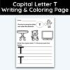 Capital Letter T - Writing Practice + Coloring Page