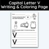 Capital Letter V - Writing Practice + Coloring Page