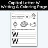Capital Letter W - Writing Practice + Coloring Page