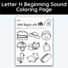 Letter H - Beginning Sound Coloring Page