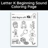 Letter K - Beginning Sound Coloring Page