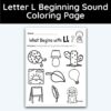 Letter L - Beginning Sound Coloring Page