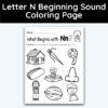 Letter N - Beginning Sound Coloring Page