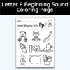 Letter P - Beginning Sound Coloring Page