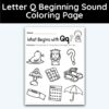 Letter Q - Beginning Sound Coloring Page