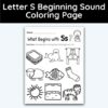 Letter S - Beginning Sound Coloring Page