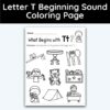 Letter T - Beginning Sound Coloring Page