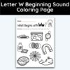 Letter W - Beginning Sound Coloring Page