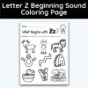 Letter Z - Beginning Sound Coloring Page