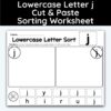 Lowercase Letter j - Cut, Paste, & Sort The Letters Worksheet