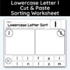 Lowercase Letter l - Cut, Paste, & Sort The Letters Worksheet