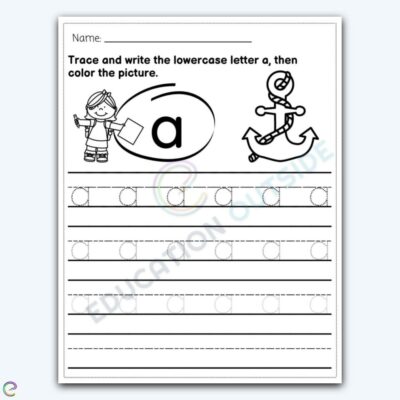 Lowercase Letter a - Tracing Worksheet - 3 Pack