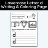 Lowercase Letter d - Writing Practice + Coloring Page