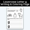 Lowercase Letter g - Writing Practice + Coloring Page