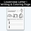 Lowercase Letter i - Writing Practice + Coloring Page