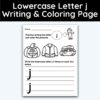 Lowercase Letter j - Writing Practice + Coloring Page