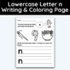 Lowercase Letter n - Writing Practice + Coloring Page