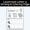 Lowercase Letter q - Writing Practice + Coloring Page