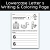 Lowercase Letter s - Writing Practice + Coloring Page