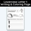 Lowercase Letter t - Writing Practice + Coloring Page