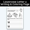Lowercase Letter u - Writing Practice + Coloring Page