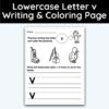 Lowercase Letter v - Writing Practice + Coloring Page
