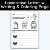 Lowercase Letter w - Writing Practice + Coloring Page