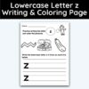 Lowercase Letter z - Writing Practice + Coloring Page