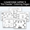 Lowercase Letter k - Pet Feeder Coloring Page