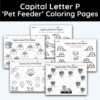 Capital Letter P - Pet Feeder Coloring Page