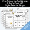 Sight Words Bingo Packet - Pre-primer to 3rd Grade & Fry's First 100!