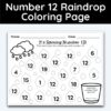 Number 12 Raindrop Coloring Page