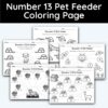 Number 13 Pet Feeder Coloring Page