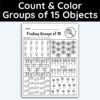 Number 15 Count and Color Groups Worksheet