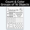 Number 16 Count and Color Groups Worksheet