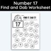 Number 17 Find and Dab Worksheet