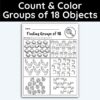 Number 18 Count and Color Groups Worksheet