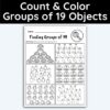 Number 19 Count and Color Groups Worksheet