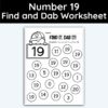 Number 19 Find and Dab Worksheet