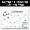 Number 3 Raindrop Coloring Page