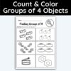 Number 4 Count and Color Groups Worksheet