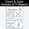 Number 5 Count and Color Groups Worksheet