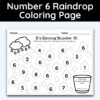 Number 6 Raindrop Coloring Page